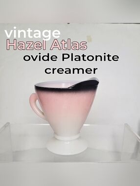 Vintage 1930s Hazel Atlas Ovide Platonite Milk Glass Pink to Black Ombre Creamer